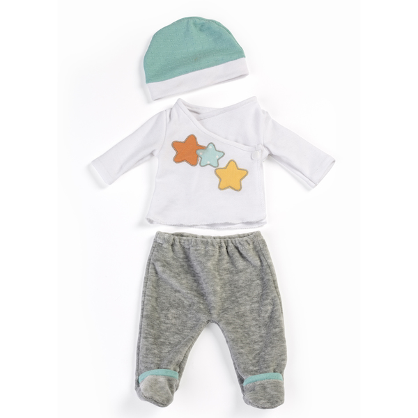 Miniland Educational Gender Neutral Doll 2-Piece Pajama Set in Gray for 15in. Dolls 31222